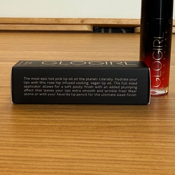 Glogirl Cosmetics Rose Infused Vegan Lip Oil Color Pink Shade Literally Full Siz - Picture 3 of 8